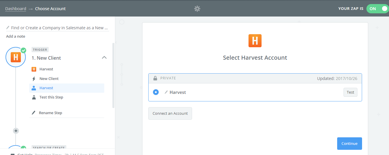 harvest app integration