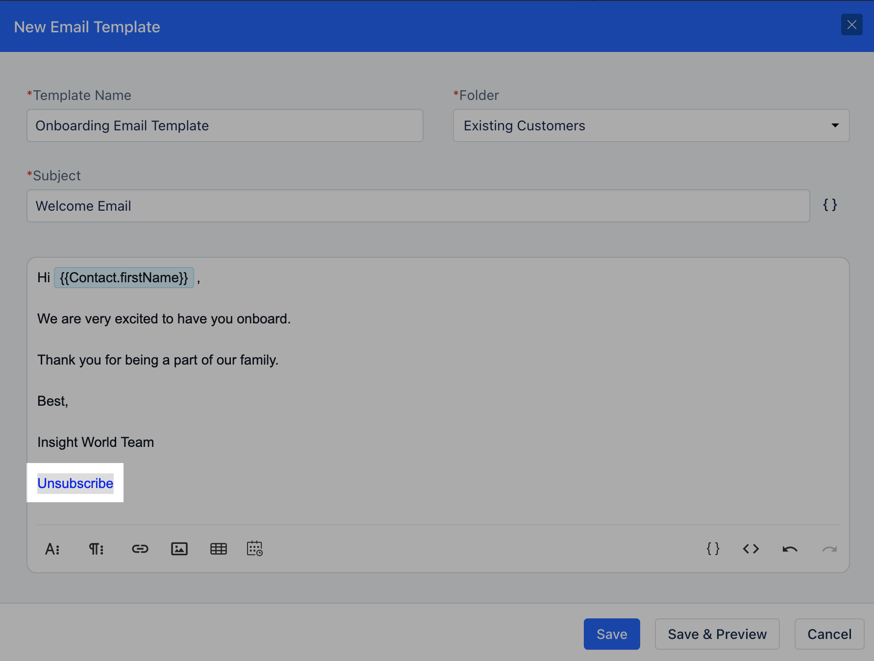 How to use Unsubscribe link in Email Templates Salesmate