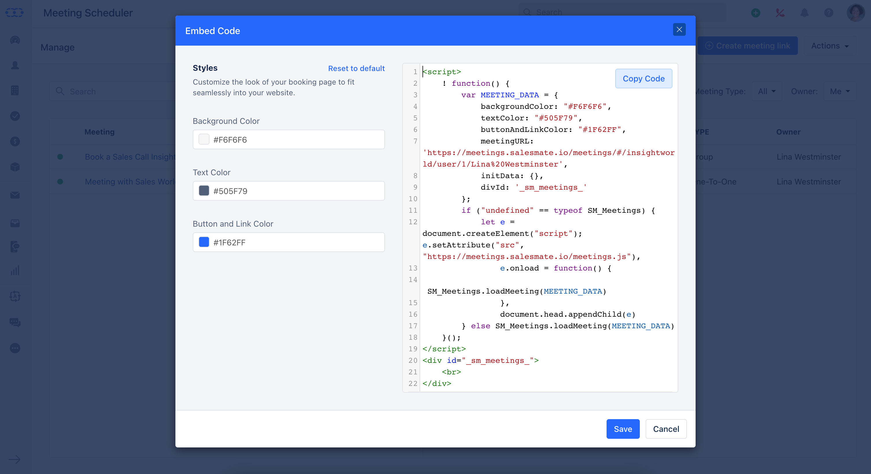 Embed Meeting Scheduler to your website – Salesmate