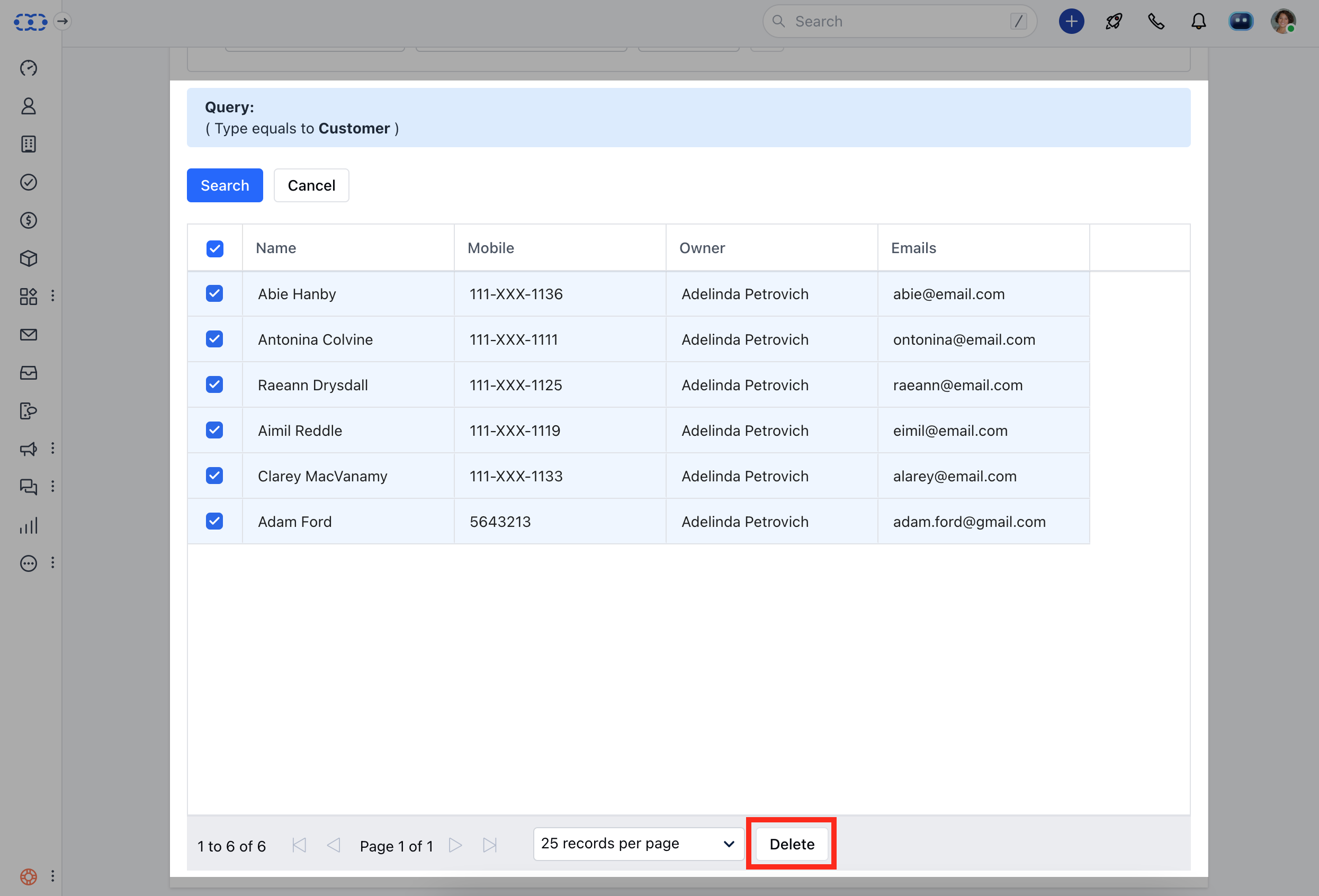 How to delete records – Salesmate