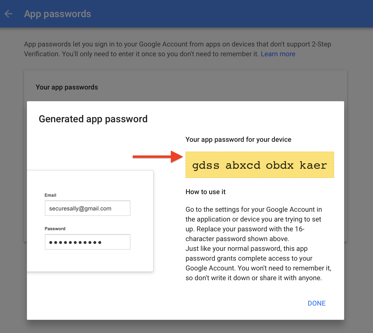 how to get an app password for gmail