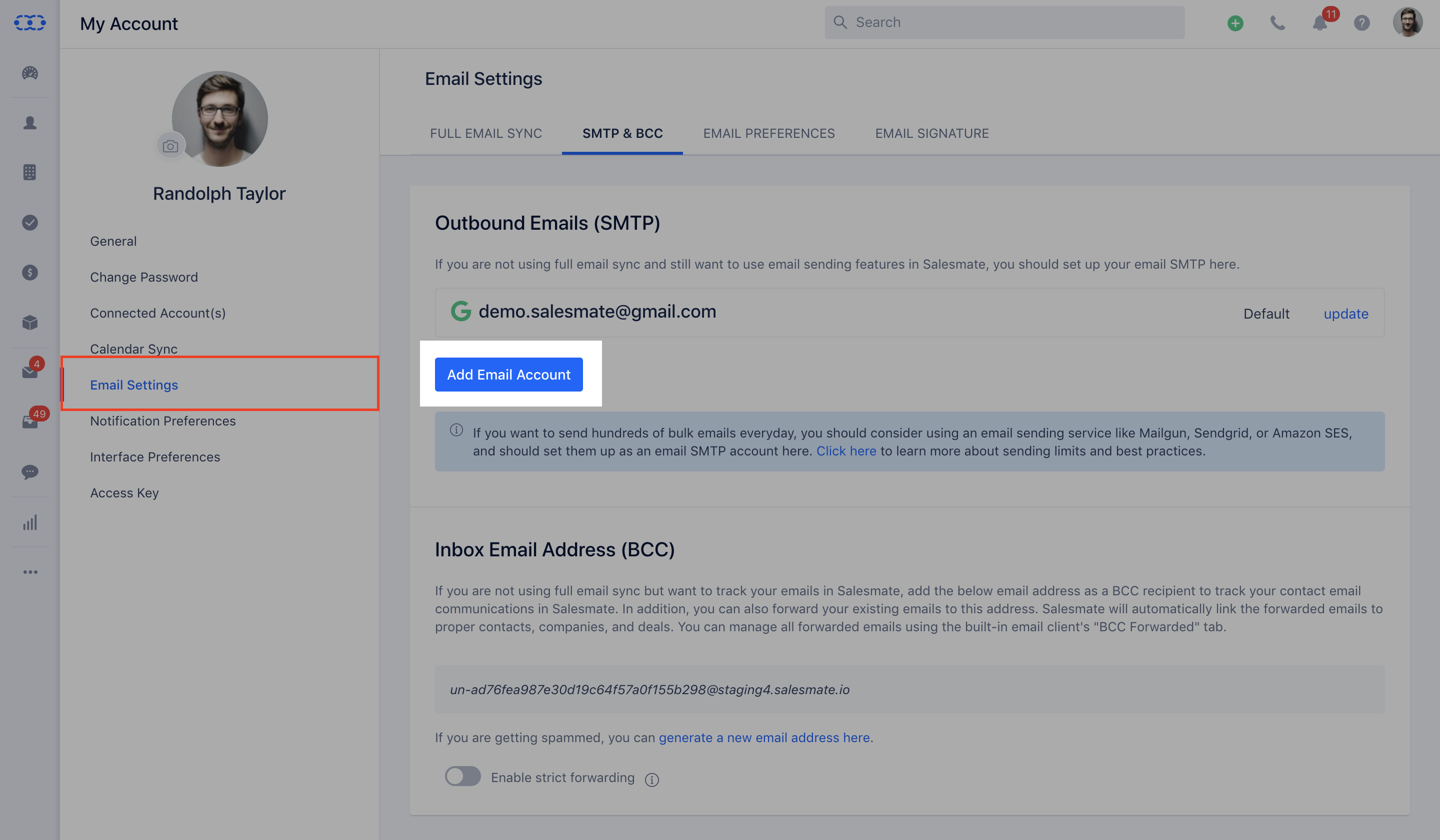 How To Connect Email Account In Salesmate Salesmate