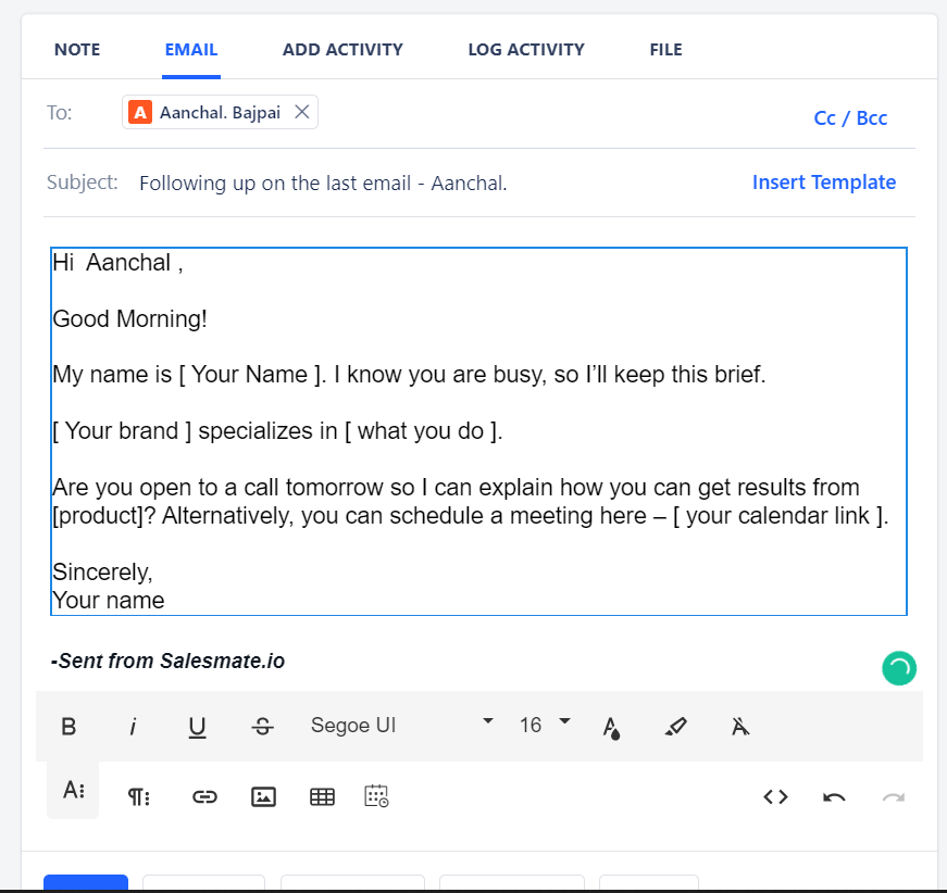 How To Add Custom Greetings In the Email Template? – Salesmate