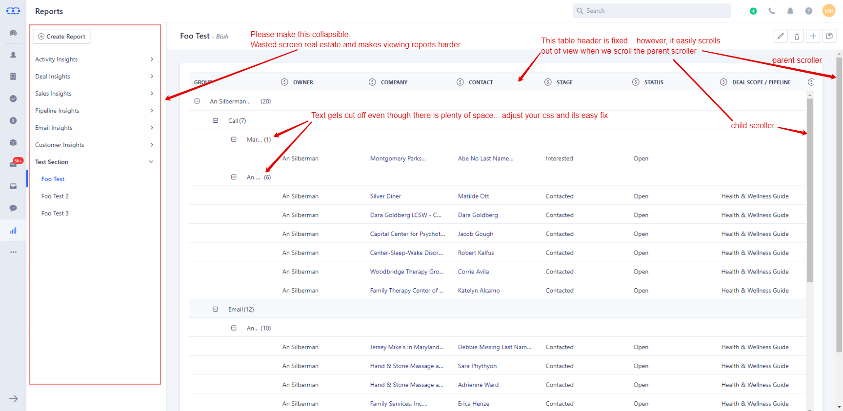Reports Custom Reports Need Some Basic CSS Work To Make It More Usable
